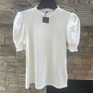 RESERVED short sleeve top ruffle detail XS NWT